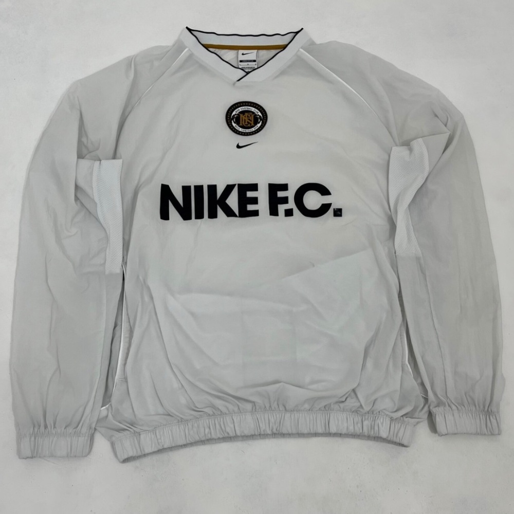 Nike FC Men's L White Summit Repel Windbreaker Pullover Long Sleeve With Pockets